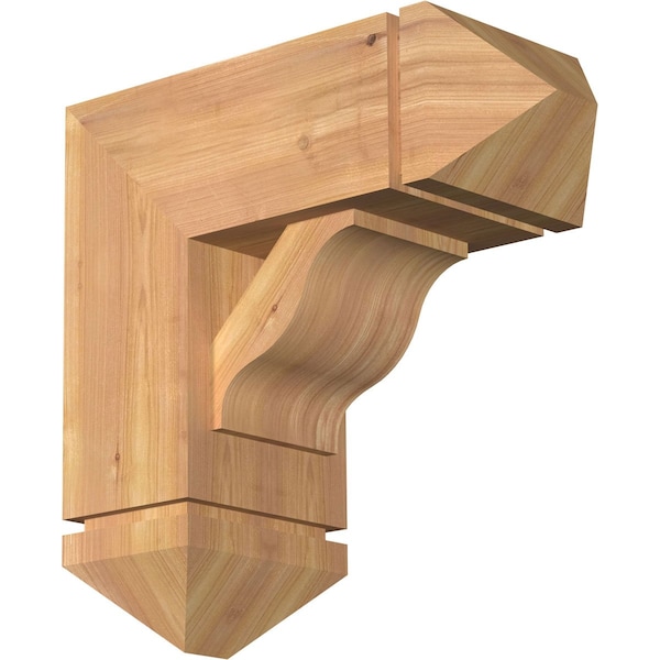 Ekena Millwork Funston Arts and Crafts Smooth Bracket w/ Offset Brace, Western Red Cedar, 7 1/2"W x 18"D x 18"H BKT0806X18X18FST03SWR - main
